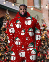 Men's Big and Tall Tracksuit Christmas Snowman Hoodie and Pants Set